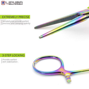 Juego de 2 fórceps hemostáticos de acero inoxidable multicolor de 3,5 pulgadas, alicates arcoíris, mandíbulas dentadas, Manual Estándar-MOL para uso médico - Product Image 4