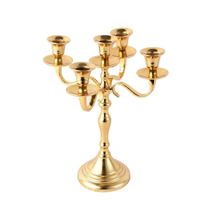 Candélabre à 5 bras en aluminium de qualité supérieure, finition cuivre antique, pour mariage, décoration de table, décoration d'église - Product Image 5