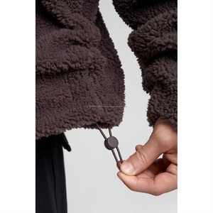 Sweat à capuche zippé intégral personnalisé avec logo, épais, uni, vierge, lourd, chaud, doux, en polaire, masqué, ninja, sherpa, pour hommes - Product Image 4