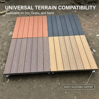 Plateforme de terrasse modulaire en WPC à grain de bois préfabriqué avec base en acier réglable, étanche, pour extérieur, idéale pour villas de glamping
