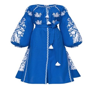 Últimas Ucrania bordado a mano mangas de globo completo étnico largo Ucrania vestidos bordados vestido de cambio con bolsillos laterales - Product Image 1