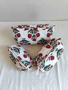 Set Of 3 Cotton Quilted <b>Makeup</b> <b>Bag</b> & Organizer Cotton Toiletry Case Travel <b>Bag</b> Floral Print <b>Makeup</b> <b>Bag</b> Toiletries Organizer <b>Bag</b> - Product Image 6