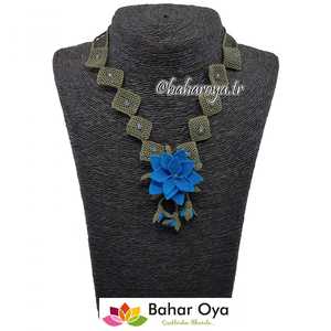 Turquoise Andiz Plateau Collier Aiguille Dentelle Accessoire De Mode - Product Image 1