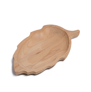 Assiette de service en bois à dos lisse avec poignée Design de feuille de couleur bois naturel pour servir des fruits ou des plats au meilleur prix - Product Image 1