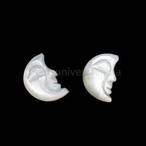 มูนสโตนสีขาวธรรมชาติ รูปหน้าพระจันทร์ แกะสลักด้วยมือ สำหรับทำเครื่องประดับ ขนาด 18 มม. คริสตัลมูนสโตน รูปพระจันทร์ ราคาขายส่ง - Product Image 1