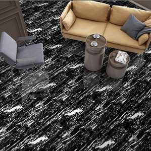 กระเบื้องเคลือบเงาสีดำขาวลายภูเขาไฟดำ สำหรับห้องนั่งเล่นและห้องน้ำ กระเบื้องปูพื้นลายหินอ่อนราคาประหยัด - Product Image 5