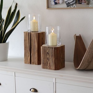 Bougeoirs en bois de Noël fabriqués à la main durables décorations de vacances saisonnières durables - Product Image 1