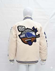 Veste de baseball en laine chenille respirante, taille plus, broderie, manches en cuir, prix bas, confortable et chauffante pour homme - Product Image 4