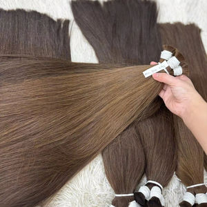 Precio de fábrica Color claro #4 Extensiones de cabello Remy natural Recto Onda de cuerpo profundo Trama de cabello virgen a granel Color claro Teñido Negro - Product Image 2