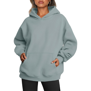 Sudaderas con capucha personalizadas teñidas de Color sólido Premium 100% algodón polar de gran tamaño para mujer ropa de calle de invierno sudaderas con capucha - Product Image 5