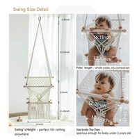 Balançoire pour bébé en macramé faite à la main, jardin extérieur, maison, balançoire pour bébé de luxe, chaise hamac pour enfants