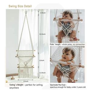 Balançoire pour bébé en macramé faite à la main, jardin extérieur, maison, balançoire pour bébé de luxe, chaise hamac pour enfants - Product Image 6