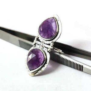 แหวนเงิน925ลูกแพร์12x10มม. สำหรับเป็นของขวัญคริสต์มาสพลอยอัญมณีธรรมชาติทำด้วยมือแหวนนิ้วมือชาวโบฮีเมียน - Product Image 3