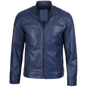 แจ็คเก็ตหนังวัวแท้สีน้ำเงินสุดฮิตปี 2026 สำหรับผู้ชาย คุณภาพสูง MOQ ต่ำ ไซส์ใหญ่ แฟชั่นฤดูหนาว แจ็คเก็ตอุ่น - Product Image 1