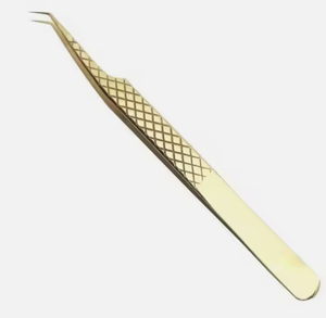 Pinzas de extensión de pestañas recubiertas de plasma dorado - Product Image 1