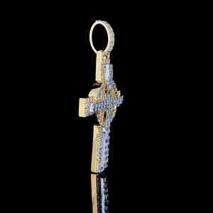 14kt White Gold Moissanite round and Baguette Cut Diamond Pendant for <b>Men</b> Excellent Crafted Hip Hop Style for Parties - Product Image 5