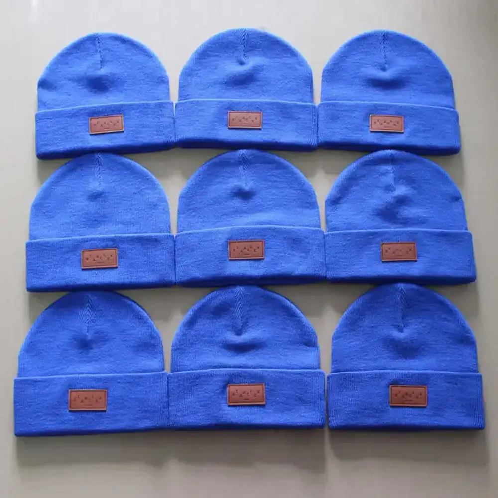 2024 Best Sale Wholesale Custom High Elastic Caps Thick Knitted Beanies Keep Warm Unisex 100% Acrylic Polyester Winter Hats