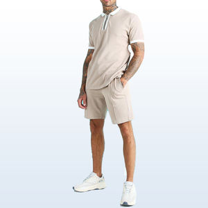 Conjuntos personalizados OEM de verano para hombre de alta calidad 100% algodón lavado ácido impreso Vintage Polo camisa y pantalones cortos - Product Image 4