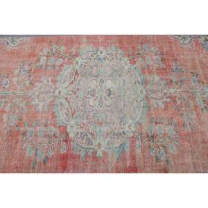 พรมตุรกีโบราณขนาด 4.3x8.7 ฟุต สีแดงลายนามธรรม ทำจากขนสัตว์ - Product Image 5