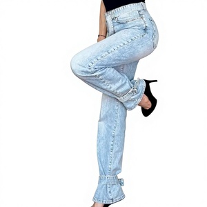 2026 New Trending Distress Washed Loose Fit 100% Cotton Eco-Friendly <b>Flare</b> Denim Jeans Pants Overalls Customized Premium Logo - Product Image 1