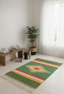 Alfombra Rectangular de Algodón Tejida a Mano con Diseño Moderno, Reversible, Lavable a Máquina, Ideal para Hogar, Camping, Viajes y Ejercicio - Product Image 4