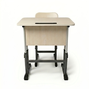 Escritorio Escolar Moderno con Patas Metálicas en Forma de T, Acabado con Recubrimiento en Polvo, Superficie de Madera Blanca, Silla Ajustable en Altura, Diseño Duradero y Minimalista - Product Image 2