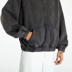 Sweat à capuche surdimensionné vintage délavé à l'acide pour hommes 100% coton éponge française avec broderie 3D personnalisée couleur unie approvisionnement ODM - Product Image 2