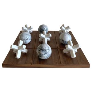 Ensemble de tic-tac-toe de luxe ou décoratif en marbre ou en pierre naturelle et en bois Jeu de tic-tac-toe en bois massif fabriqué à la main en gros - Product Image 1