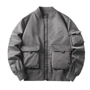Chaqueta de Hombre, Informal, de Nailon, Chaqueta Bomber de Invierno, Cuello Alto, Cremallera Completa, Diseño Universitario Elegante, Logotipo Personalizado, Abrigo Holgado de Primavera - Product Image 4