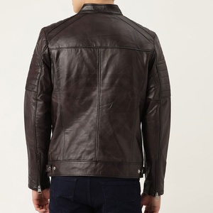Chaqueta de cuero para hombre de peso pesado para exteriores 2025, chaqueta de cuero de motorista impermeable con cremallera para hombre, servicio OEM - Product Image 3