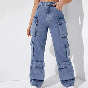 Pantalones de mezclilla de ajuste relajado transpirables personalizados para mujer, bolsillos de tiro medio, diseño de jeans holgados Vintage, ropa de calle lavable, verano ancho - Product Image 2