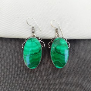 Boucles d'oreilles en laiton malachite pour femmes, légères, grosses, vertes, pour mariages et anniversaires - Product Image 1