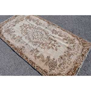 Tapis turc vintage 3,7x6,9 pi (113x211 cm), tapis persan brun - Product Image 4