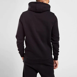 Sudadera con capucha de bolsillo canguro para hombre con manga larga bordada colección personalizada al por mayor estampado negro liso para verano - Product Image 3