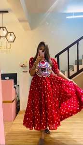 Último diseñador rojo mujer tradicional Salwar Kameez bordado fino indio paquistaní vestido de fiesta tamaño adulto - Product Image 2