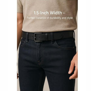 Venta al por mayor Retro Vintage Cinturones de cuero genuino para los hombres de moda de doble pin Hebilla de cobre de los hombres Jeans Accesorio - Product Image 5