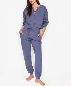 Conjuntos de Dos Piezas de Sudadera con Capucha y Pantalones Deportivos de Felpa para Mujer, Tallas Grandes, Casuales, Color Sólido, Tendencia Primavera 2026, Ecológicos, 100% Algodón - Product Image 3
