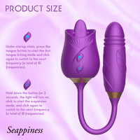 G-Punkt 2-in-1-Teleskopvibrator mit automatischem Schub Flexible Rosen zunge für den weiblichen Nippel-Klitoris-Saug-Vibrations stab