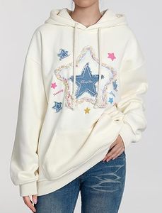 Sweat à capuche surdimensionné personnalisé pour hommes Vintage Denim Star Applique Broderie Design graphique d'hiver-Fabricant Exportateur - Product Image 5