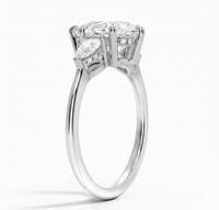 Bague de fiançailles en diamant de laboratoire taille poire, trio parfait, avec 3 pierres et diamants latéraux taille poire, plaqué or 18K 14K, bijoux fins pour femme