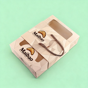 Caja <span class=keywords><strong>de</strong></span> Papel <span class=keywords><strong>para</strong></span> Panadería con Diseño Moderno, Cierre Integral a Presión, Ventana, Asa y Soporte, <span class=keywords><strong>para</strong></span> Croissants, Postres y Pasteles - Product Image 2