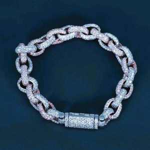 Hip Hop coupe ronde Diamond12mm glacé VVS Moissanite cubain lien Bracelet bijoux pour hommes en argent Sterling 925 - Product Image 3