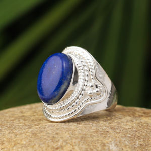 Top vente 925 bague en argent Sterling fait à la main 10x14mm ovale Lapis Lazuli pierre précieuse Boho déclaration bijoux pour femmes - Product Image 4