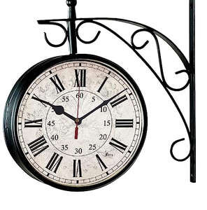 Ak-Reloj de latón de lujo, estación de Victoria antigua de 8 pulgadas, de Metal, doble cara, Vintage, de ferrocarril, negro - Product Image 2