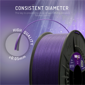 Filament WINKLE PLA HD à paillettes 1,75 mm 1 kg pour imprimante 3D, vente en gros, finition FDM, impression facile, sans déformation, fabriqué en Europe, 0,05 mm - Product Image 3