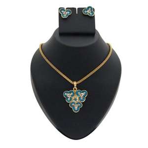 Kriaa 1200309 Vintage Gold Plated Copper Pendant <b>Set</b> with Austrian Blue Zircon Fine <b>Jewelry</b> Earrings <b>for</b> <b>Women</b> Gift - Product Image 1