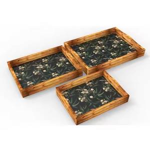 Plateau de service en bois et imprimé, plateau de service pour table à café et à thé, pour mariage, pour le service - Product Image 1