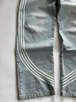 Jean unisexe en denim décontracté, coupe bootcut, avec bandes latérales en coton, broderie de logo personnalisée, délavé à la pierre, à rivets, coupe ample