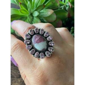 Southwest Handmade Multi Stone Sterling Silver Cluster <b>Ring</b> <b>Adjustable</b> <b>Size</b> 8.75 Casual Lovers Style - Product Image 2