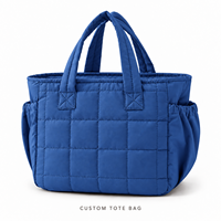 Sac fourre-tout personnalisé en tissu matelassé avec poches latérales, réutilisable pour les courses quotidiennes et les voyages
